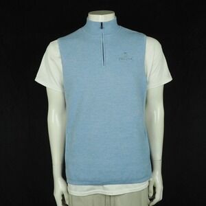 New G/Fore Merino Wool Tech Lined Dunes Golf Sweater Vest Mens Medium Blue
